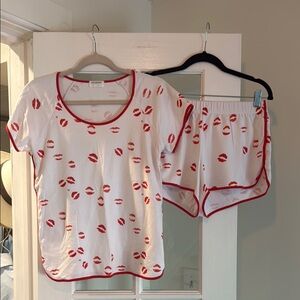 Women's Red Lip Print Pajama Set